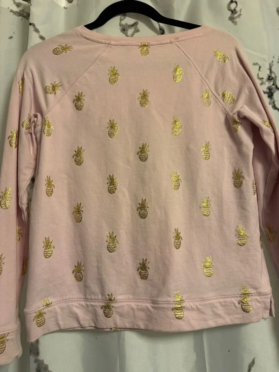 Lilly Pulitzer Pink Sweatshirt with Gold Pineapple Print and Green Script - Picture 4 of 4